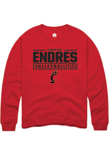 Caroline Endres Rally Mens Red Cincinnati Bearcats NIL Stacked Box Crew Sweatshirt