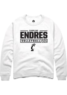 Caroline Endres Rally Mens White Cincinnati Bearcats NIL Stacked Box Crew Sweatshirt