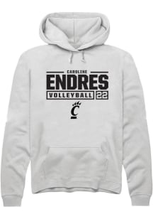 Caroline Endres Rally Mens White Cincinnati Bearcats NIL Stacked Box Hooded Sweatshirt