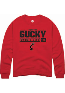 Hampton Gucky Rally Mens Red Cincinnati Bearcats NIL Stacked Box Crew Sweatshirt