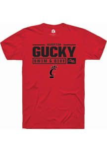 Hampton Gucky Red Cincinnati Bearcats NIL Stacked Box Short Sleeve T Shirt