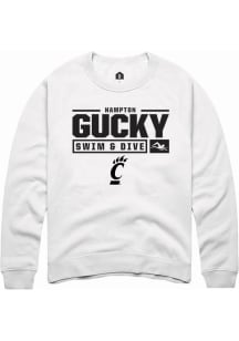 Hampton Gucky Rally Mens White Cincinnati Bearcats NIL Stacked Box Crew Sweatshirt