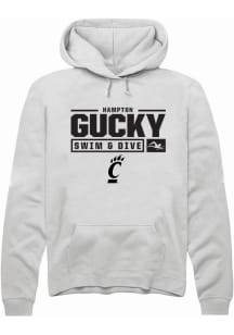 Hampton Gucky Rally Mens White Cincinnati Bearcats NIL Stacked Box Hooded Sweatshirt