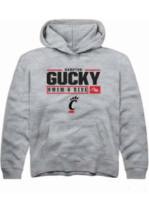 Hampton Gucky Rally Youth Grey Cincinnati Bearcats NIL Stacked Box Long Sleeve Hooded Sweatshirt