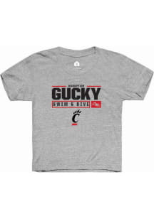 Hampton Gucky Rally Youth Grey Cincinnati Bearcats NIL Stacked Box Short Sleeve T-Shirt