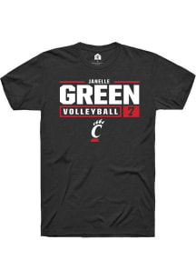 Janelle Green Black Cincinnati Bearcats NIL Stacked Box Short Sleeve T Shirt