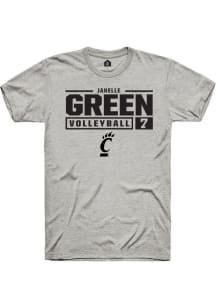 Janelle Green Ash Cincinnati Bearcats NIL Stacked Box Short Sleeve T Shirt