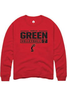 Janelle Green Rally Mens Red Cincinnati Bearcats NIL Stacked Box Crew Sweatshirt