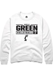 Janelle Green Rally Mens White Cincinnati Bearcats NIL Stacked Box Crew Sweatshirt