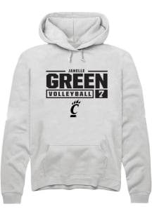 Janelle Green Rally Mens White Cincinnati Bearcats NIL Stacked Box Hooded Sweatshirt