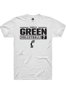 Janelle Green White Cincinnati Bearcats NIL Stacked Box Short Sleeve T Shirt