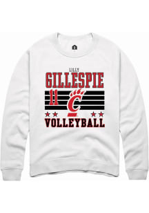 Lilly Gillespie Rally Mens White Cincinnati Bearcats NIL Striped Crew Sweatshirt