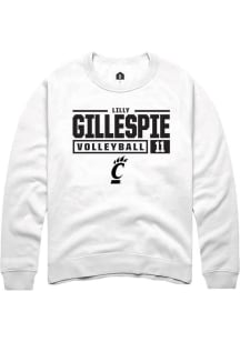 Lilly Gillespie Rally Mens White Cincinnati Bearcats NIL Stacked Box Crew Sweatshirt