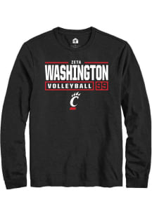 Zeta Washington Rally Mens Black Cincinnati Bearcats NIL Stacked Box Tee