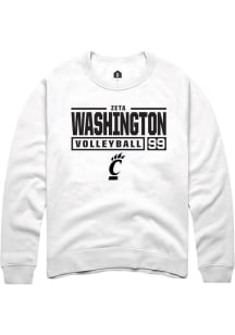 Zeta Washington Rally Mens White Cincinnati Bearcats NIL Stacked Box Crew Sweatshirt