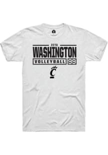 Zeta Washington White Cincinnati Bearcats NIL Stacked Box Short Sleeve T Shirt