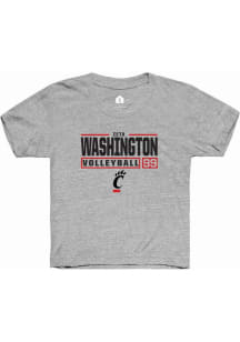 Zeta Washington Rally Youth Grey Cincinnati Bearcats NIL Stacked Box Short Sleeve T-Shirt