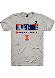 Benjamin Humrichous  Illinois Fighting Illini Ash Rally NIL Stacked Box Short Sleeve T Shirt