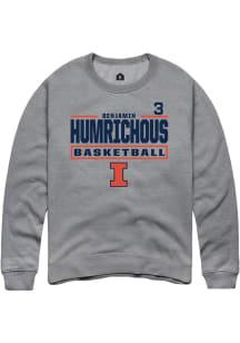 Benjamin Humrichous Rally Mens Graphite Illinois Fighting Illini NIL Stacked Box Crew Sweatshirt