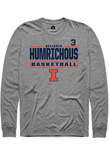 Benjamin Humrichous  Illinois Fighting Illini Graphite Rally NIL Stacked Box Long Sleeve T Shirt