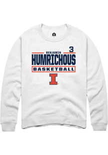 Benjamin Humrichous Rally Mens White Illinois Fighting Illini NIL Stacked Box Crew Sweatshirt