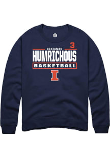 Benjamin Humrichous Rally Mens Navy Blue Illinois Fighting Illini NIL Stacked Box Crew Sweatshirt