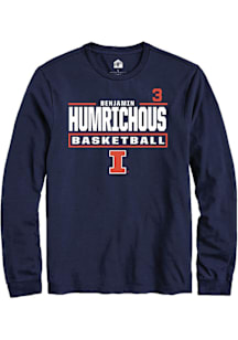 Benjamin Humrichous  Illinois Fighting Illini Navy Blue Rally NIL Stacked Box Long Sleeve T Shirt