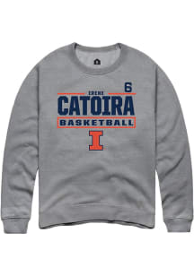 Irene Catoira Rally Mens Graphite Illinois Fighting Illini NIL Stacked Box Crew Sweatshirt