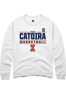 Irene Catoira Rally Mens White Illinois Fighting Illini NIL Stacked Box Crew Sweatshirt