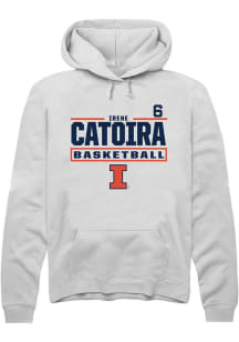 Irene Catoira Rally Mens White Illinois Fighting Illini NIL Stacked Box Hooded Sweatshirt