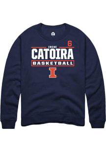 Irene Catoira Rally Mens Navy Blue Illinois Fighting Illini NIL Stacked Box Crew Sweatshirt