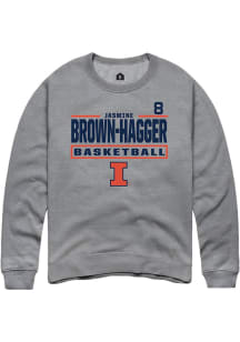 Jasmine Brown- Hagger Rally Mens Graphite Illinois Fighting Illini NIL Stacked Box Crew Sweatshirt