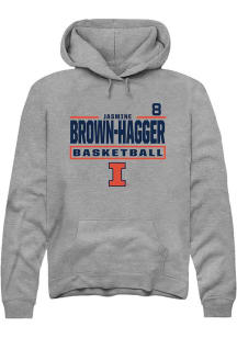 Jasmine Brown- Hagger Rally Mens Graphite Illinois Fighting Illini NIL Stacked Box Hooded Sweatshi..