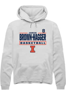 Jasmine Brown- Hagger Rally Mens White Illinois Fighting Illini NIL Stacked Box Hooded Sweatshirt