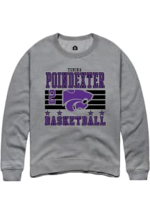 Temira Poindexter Rally Mens Grey K-State Wildcats NIL Striped Crew Sweatshirt