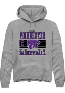 Temira Poindexter Rally Mens Grey K-State Wildcats NIL Striped Hooded Sweatshirt