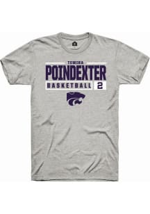 Temira Poindexter Ash K-State Wildcats NIL Stacked Box Short Sleeve T Shirt