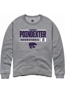 Temira Poindexter Rally Mens Graphite K-State Wildcats NIL Stacked Box Crew Sweatshirt