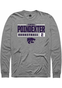 Temira Poindexter Rally Mens Graphite K-State Wildcats NIL Stacked Box Tee