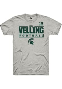 Jack Velling Ash Michigan State Spartans NIL Stacked Box Short Sleeve T Shirt