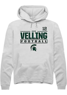 Jack Velling  Rally Michigan State Spartans Mens White NIL Stacked Box Long Sleeve Hoodie