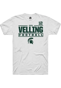 Jack Velling White Michigan State Spartans NIL Stacked Box Short Sleeve T Shirt