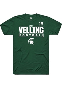 Jack Velling Green Michigan State Spartans NIL Stacked Box Short Sleeve T Shirt