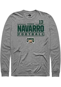 Parker Navarro  Ohio Bobcats Graphite Rally Football NIL Stacked Box Long Sleeve T Shirt