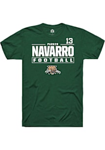 Parker Navarro  Ohio Bobcats Green Rally Football NIL Stacked Box Short Sleeve T Shirt