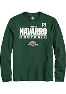 Parker Navarro  Ohio Bobcats Green Rally Football NIL Stacked Box Long Sleeve T Shirt