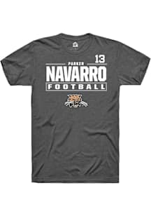 Parker Navarro  Ohio Bobcats Grey Rally Football NIL Stacked Box Short Sleeve T Shirt