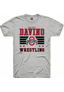 Benjamin Davino  Ohio State Buckeyes Ash Rally NIL Striped Short Sleeve T Shirt