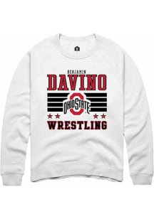 Benjamin Davino Rally Mens White Ohio State Buckeyes NIL Striped Crew Sweatshirt