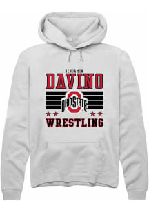 Benjamin Davino Rally Mens White Ohio State Buckeyes NIL Striped Hooded Sweatshirt